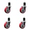 Service Caster 4'' Red Poly Wheel Swivel 1-3/4'' Expanding Stem Caster Set, 4PK SCC-EX20S414-PPUB-RED-134-4 - alternate 1
